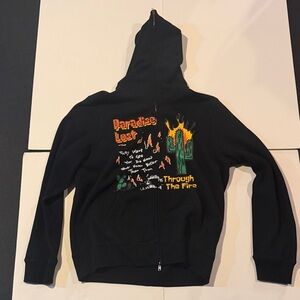 Paradise Lost Full Zip Black Hoodie with Vibrant Graphic Design